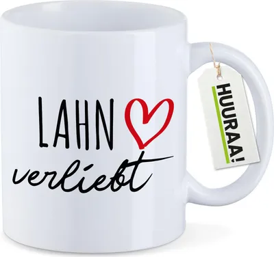 Produktbild von Huuraa Kaffeetasse Lahn verliebt 330ml Weiß Keramik Kaffeebecher Geschenkidee
