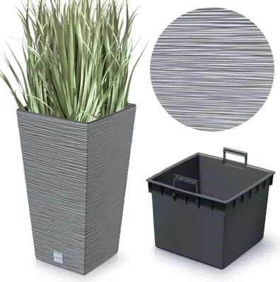 Zdjęcie produktu dla Doniczka Donica Ogrodowa 24 Cm Kwadratowa Na Taras Do Ogrodu Domu Szara