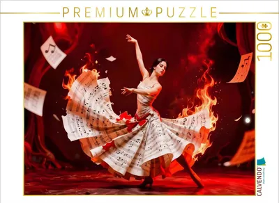 Produktbild von CALVENDO Puzzle Tangotänzerin im Feuertunnel | 1000 Teile Lege-Größe 64x48cm Foto-Puzzle für glückliche Stunden
