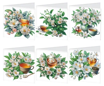 Diamond Painting Karten-Set, 6 Stück, DIY, mit Umschlägen