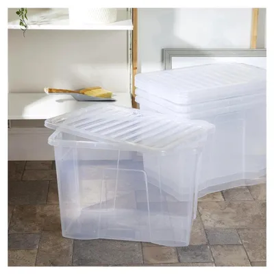 Produktbild von 5 Stück transparente Aufbewahrungsbox ohne Deckel - 80 Liter - 60 x 40 x 42 cm