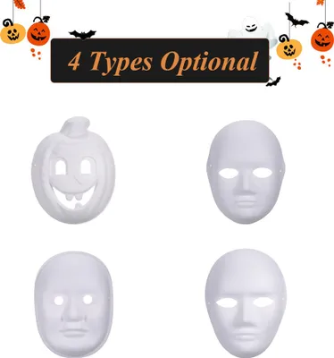 Image de Halloween DIY Masque en papier blanc Pulp Blank Hand Painted Mask Masquerade Mask 10 pcs