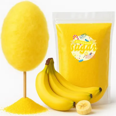 Produktbild von Aromazucker Banane Gelb 100 g – farbiger Zucker für Zuckerwatte, Popcorn und Zuckerwattemaschine