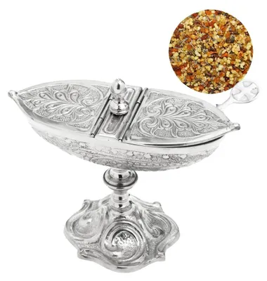 Image de Ensemble de 3 récipients à encens avec cuillère et 100g de mélange d'encens Gloria