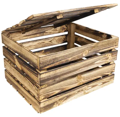 Productafbeelding van Creative Deco Gevlamde Houten Doos met Groot Deksel, 50 x 40 x 30 cm