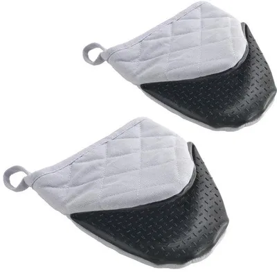 Produktbild von Famanu Ofenhandschuhe mit Anti-Rutsch-Griff - Grau, Set von 2, 14 cm