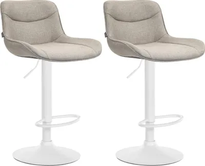 Zdjęcie produktu dla zestaw 2 stołków barowych z tkaniny - Wysokie stołki - Ergonomiczny komfort i obracanie o 360