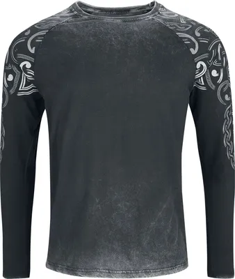 Produktbild von Black Premium by EMP Herren schwarzes Langarmshirt mit großem Totenkopf-Backprint L