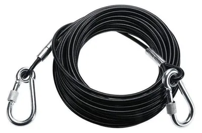 Produktbild von Hundeleine Edelstahl PVC 3m 3mm Dick mit Drehhaken Schwarz