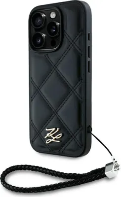 Produktbild von iPhone 16 Pro Hülle Karl Lagerfeld Stepplogo Schwarz