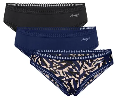 Image de Sloggi, lot de 3 culottes pour femmes - GO Crush Mini C3P, sous-vêtement, coton extensible, bleu, taille 2XL