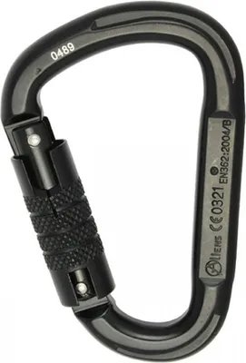 HMS Karabiner Trilock von Aliens; schwarz; mit Sicherheitsverschluss; für Klettern geeignet.