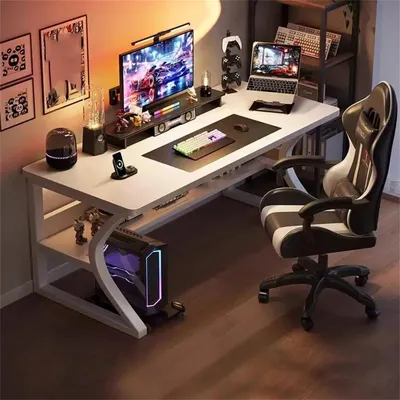 Produktbild von Gaming Tisch 80x50cm Schreibtisch mit Metallrahmen Computertisch Home Office Arbeitstisch Büro Schlafzimmer