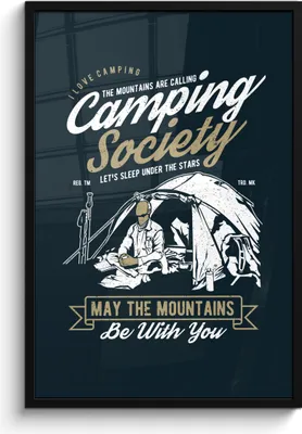 Produktbild von MuchoWow® MuchoWow® Gerahmtes Poster Camping - Zelt - Sprichwörter - Vintage 60x90 cm - Poster mit zchwarzem Bilderrahmen - Kunst