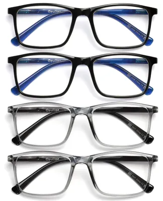 Produktbild von OPULIZE Ink Lessebrille 4er Pack Groß Rechteckig Rahmen Federscharniere Kratzfest Schwarze Grau Herren Damen RRRR4-1177 +1.50