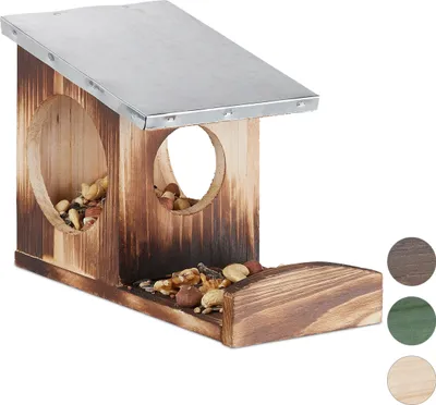 Produktbild von relaxdays Eichhörnchen Futterhaus Metalldach