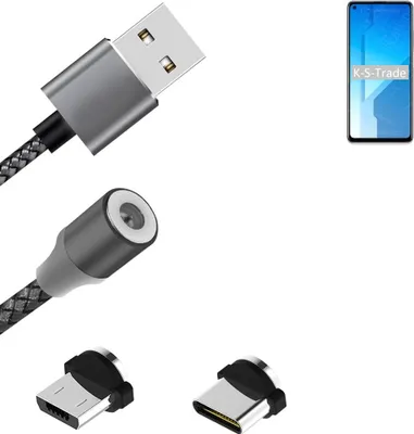 Produktbild von K-S-Trade Hochwertiges Magnet-Lade-kabel Sync-Kabel Daten-Kabel für Huawei Honor Play 4 5G mit USB-Typ-C-Anschluss und Micro-USB-Anschluss 2A bis zu