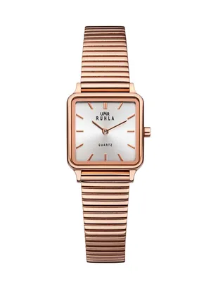 Produktbild von UMR Ruhla 39421 Damenuhr Edelstahl Rosé Zifferblatt Silber Gliederband