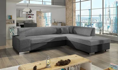 Produktbild von NABBI Ecksofa mit Zersetzung u Lagerraum Pinero P - hellgrau / grau