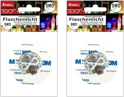 Produktbild von 2er Set Selbstklebende LED RBG Flaschenlicht mit Beleuchtung Batterie Party Flaschenbodenbeleuchtung Weiß SMD Flasche Partyglas Licht