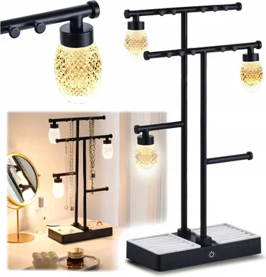 Zdjęcie produktu dla Lampka nocna lampa LED stojak na biżuterię organizer ekspozytor wieszak