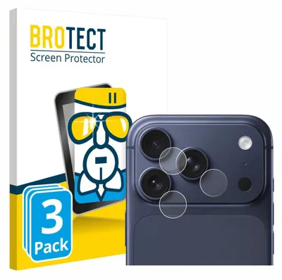 A product shot of screen protectors for a smartphone camera, with packaging in the background.