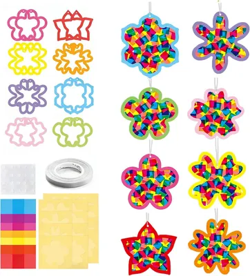 Produktbild von 16 Bastelsets, Frühlingsmotive, Blumen, Fensterbilder, Bastelarbeiten für Kinder