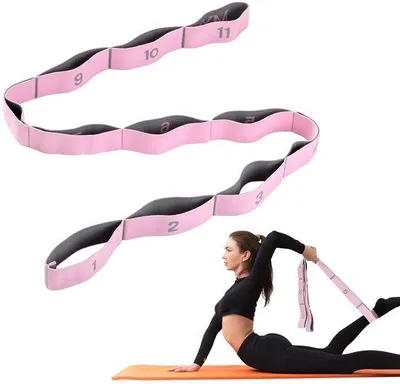 Obrázek produktu pro Uniqoos® Jóga deka, elastická, s 11 smyčkami – vysoce kvalitní bavlna a latexové vlákno, protiskluzová a prodyšná, nastavitelná pro jógu, pilates a rehabilitaci