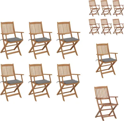 Image de vidaXL Chaises de jardin pliantes 6 pcs. avec coussins bois massif acacia - Chaises de jardin