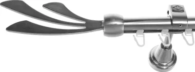 Produktbild von Innenlauf Edelstahl Look Gardinenstange 20mm Wandträger 1-läufig, Schweif, Länge wählbar H50 E84 I