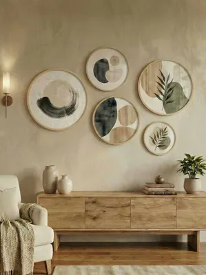 Productafbeelding van Wallity, decoratieve MDF-schilderij (5 delen) - Geometrisch, 100% MDF, 100% hout