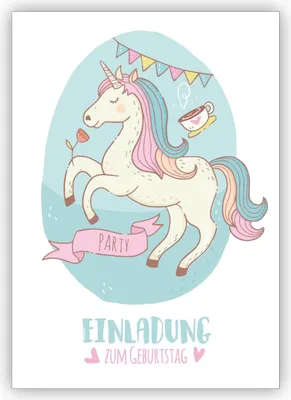 Produktbild von Tolle Party Einladungskarte für Mädchen mit zauberhaftem Einhorn: Einladung zum Geburtstag