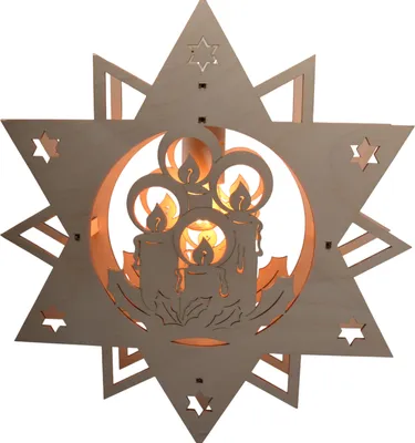 Produktbild von Fensterbild - Stern mit Kerzen, beleuchtet, Original Erzgebirge