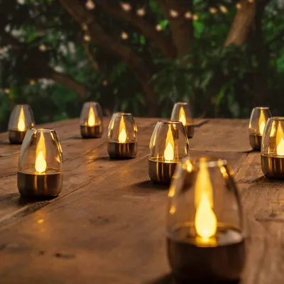 Produktbild von Lindby Design 10er Set romantische Außenleuchten inkl. Solarbetriebener LED - Pedas / Außenbeleuchtung Edelstahl /Kunststoff Rund / (nicht austauschbare) LED Max. 1 x 0.1 Watt