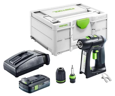 Zdjęcie produktu dla Wiertarko-wkrętarka akumulatorowa Festool C 18-Basic 18 V 45 Nm bezszczotkowa + 1x akumulator 4,0 Ah + ładowarka + Systainer