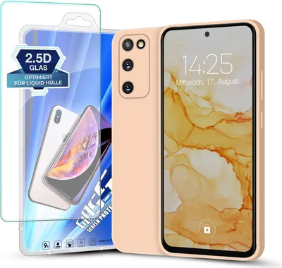 Produktbild von Hülle für Samsung Galaxy S20 FE mit 9H Displayglas Displayschutz Plus Case Cover Bumper Silikon Softgrip Schutzhülle Farbe: Rosa