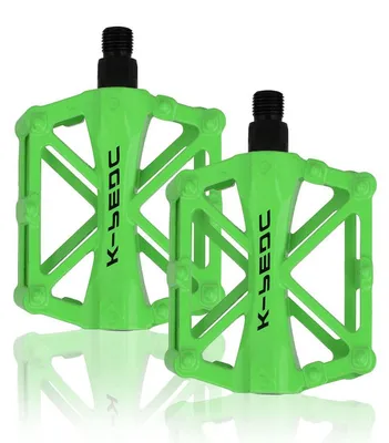 Immagine prodotto di Pedali per bicicletta in alluminio, adatti per mountain bike, BMX e bici da strada, con filettatura da 9/16 di pollice, antiscivolo, con 8 perni per lato, colore verde