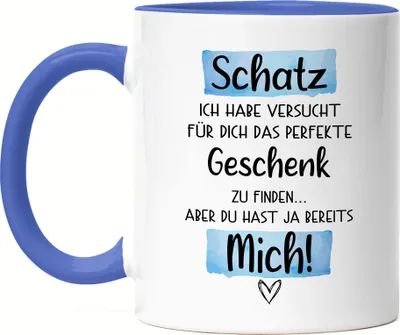 Produktbild von Schatz Geschenk Tasse Blau Mit Spruch Ehemann Freund Partner Humor Sarkasmus Geschenkidee