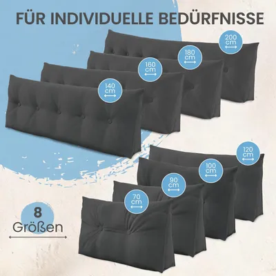 Produktbild von ELONEO Rückenkissen 90 cm breit, Keilkissen für Bett und Sofa geeignet, dreieckiges Lesekissen, Kissen mit abnehmbarem und waschbarem Bezug