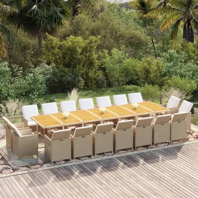 Image de Maison Exclusive - Ensemble de salon de jardin 19 pièces avec coussins, en rotin synthétique beige