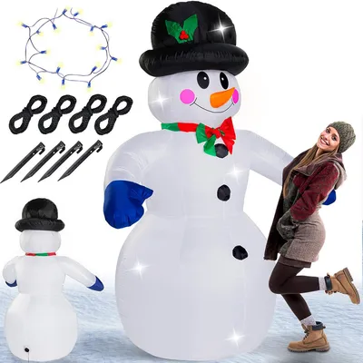 Produktbild von MONZANA® Aufblasbarer Schneemann XXL 240cm LED Beleuchtet Befestigungsmaterial IP44 Außen Witterungsbeständig Weihnachtsdeko Weihnachtsfigur Christmas
