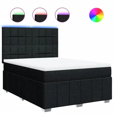 Produktbild von Boxspringbett mit Matratze Schwarz 140x190 cm Stoff