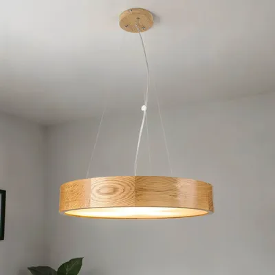 Produktbild von Runde Hängelampe Holz Glas Ø47cm E27 Modern Esszimmer Pendelleuchte