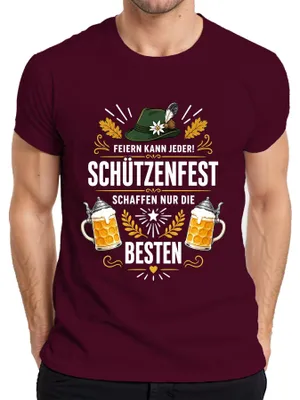 Zdjęcie produktu dla Koszulka męska "Schützenfest", motyw: "Schützenkönig", kolor: burgundowy, rozmiar: S