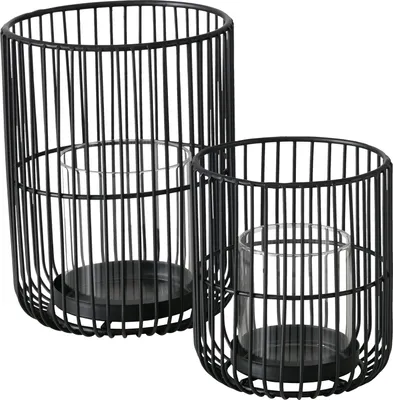 Produktbild von Boltze Windlicht Cindy 2-tlg., schwarz, Eisen, Glas, 14-20 cm hoch
