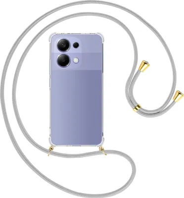 Produktbild von Handykette Backcover-Schutzhülle mit Band (Metall goldfarben) für Xiaomi Redmi Note 13 4G - silbergrau