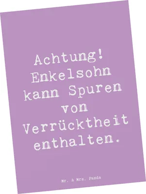 Produktbild von Mr. & Mrs. Panda Postkarte Spruch Enkelsohn Verrücktheit - Lavendeltraum - Geschenk, bildkarte, Ansichtskarten, Familie Verwandte, Großeltern, Andenken, Jubiläen, Liebe