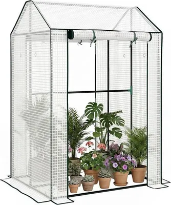 Productafbeelding van Kas voor balkon met stalen frame - 100 x 80 x 150 cm, met 2 rollende deuren