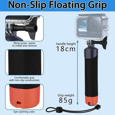 Produktbild von Allecto Premium - Wasserdichter Schwimmgriff mit Unterwassergehäuse - Zubehörset für Action-Kameras - Schwarz GoPro Hero 13/12/11/10/9.