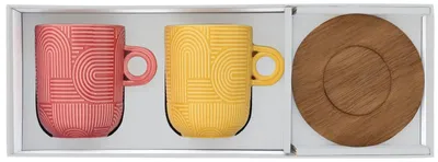 Obrázek produktu pro Dva porcelánové hrnky a podšálky, design "Take A Loop" 2 350 ml
